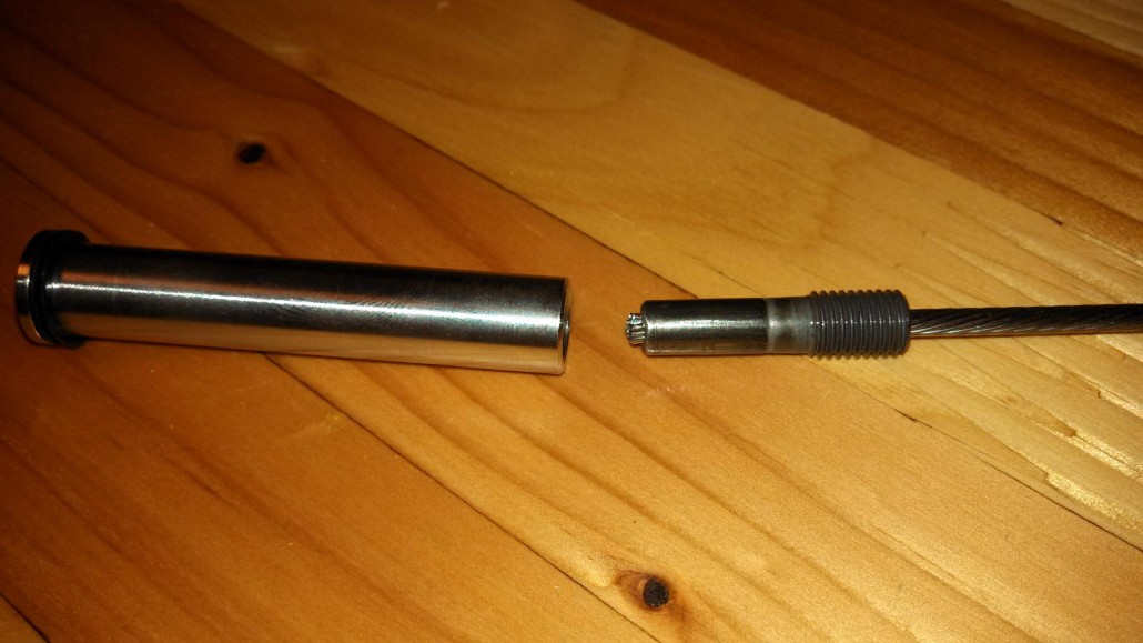 Discrete stainless steel cable railing ends look great. MBA Deck and