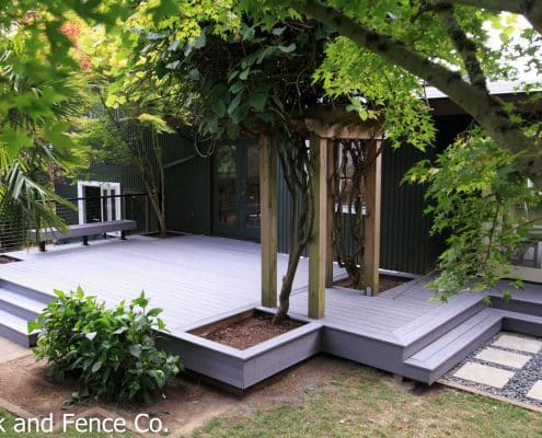 Trees over deck.